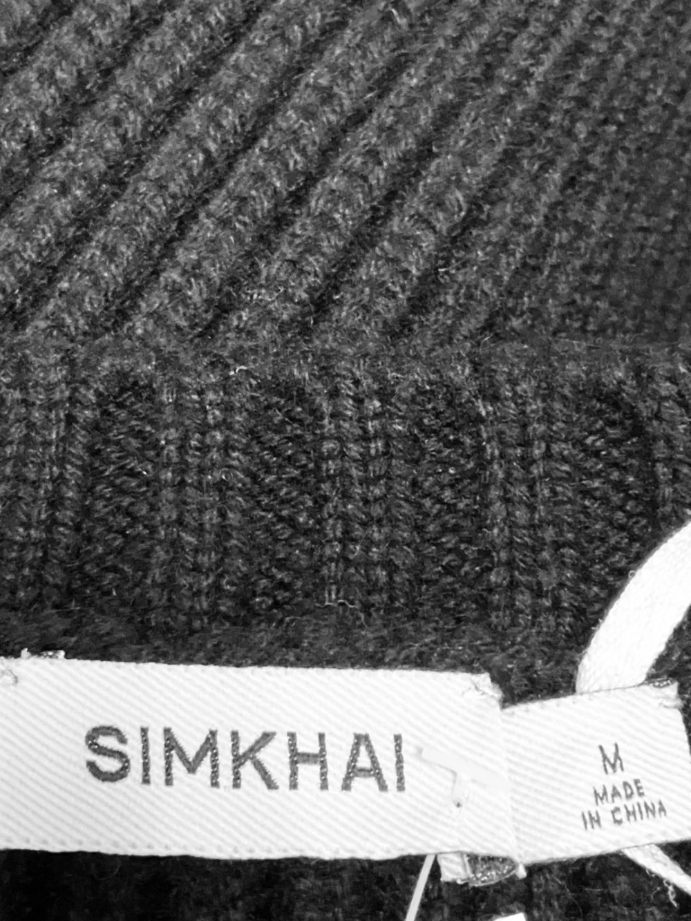 SIMKHAI BLACK CRYSTAL EMBELLISHED WOOL AND CASHMERE KNIT CARDIGAN SWEATER